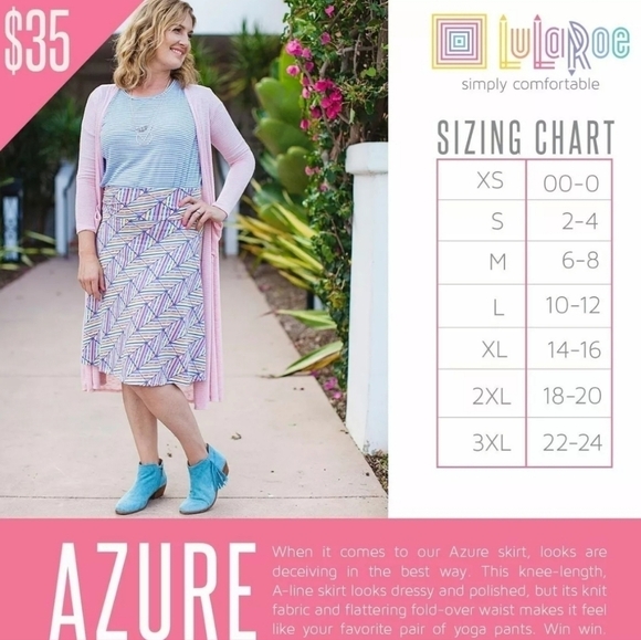 Lularoe Azure stripe A-line Skirt Pink Paisley XS - Picture 7 of 8